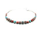 Necklace Pendant By Mariana Africa Coll. Turquoise Coral and Swarovski Crystals Silver Plated - Image 3