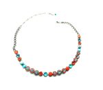 Necklace Pendant By Mariana Africa Coll. Turquoise Coral and Swarovski Crystals Silver Plated