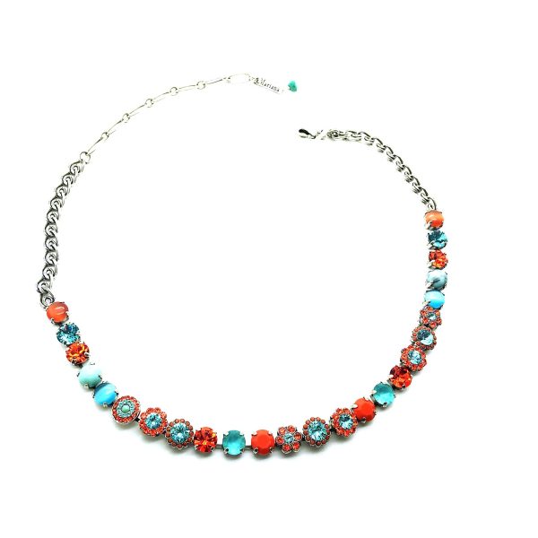 Necklace Pendant By Mariana Africa Coll. Turquoise Coral and Swarovski Crystals Silver Plated