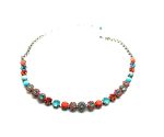 Necklace Pendant By Mariana Africa Coll. Turquoise Coral and Swarovski Crystals Silver Plated - Image 2