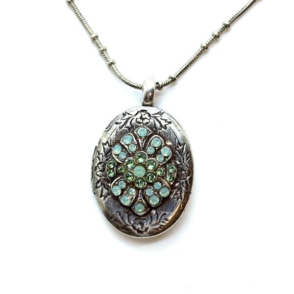 Necklace Pendant By Mariana Woman Peridot and Pacific Opal Swarovski Crystals