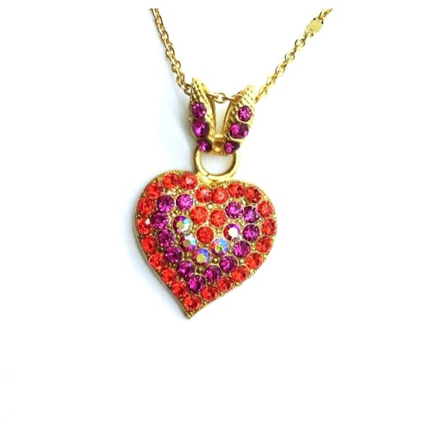 Mariana Necklace Pendant Lady Marmalade Songbook Coll. Heart Shaped Hyacinth, Fuchsia & AB Austrian Crystals