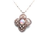 Mariana Necklace Pendant Elegant White Shell Mineral, Clear & Whites Austrian Crystals Africa Coll.