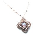 Mariana Necklace Pendant Elegant White Shell Mineral, Clear & Whites Austrian Crystals Africa Coll. - Image 3