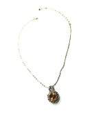 Necklace Pendant By Mariana Woman Teal Green and Amber Swarovski Crystals - Image 3