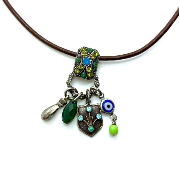 Mariana Necklace Pendant Beautiful Charms Greens Swarovski Crystals Jade Silk Road Coll.