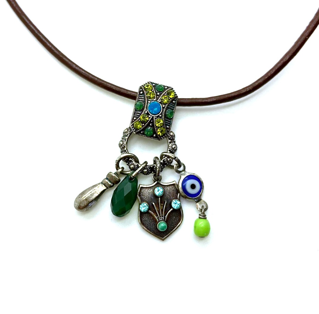 N-5078-6-1051-SP (2) Mariana Necklace Pendant Beautiful Charms Greens Swarovski Crystals Jade Silk Road Coll. - Image 1