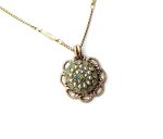 Mariana Necklace Pendant Floral White Opal, Pearl & AB Swarovski Crystals Periwinkle East Meets West Coll.