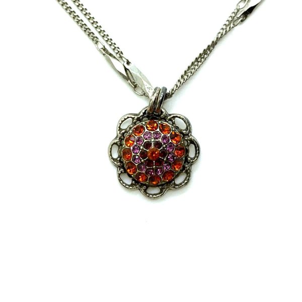 Mariana Necklace Pendant Floral Purple, Magenta & Citrine Swarovski Crystals Gypsy Soul Coll.