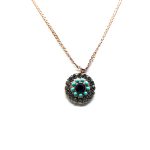 Mariana Necklace Pendant Floral Black Diamond, Jet & Turquoise Austrian Crystals Zanzibar Africa Coll. - Image 3