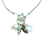 Mariana Necklace Pendant Fleur de lis in Turq & Chrysolite Swarovski Crystals Cindy Icons Coll.