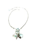 Mariana Necklace Pendant Fleur de lis in Turq & Chrysolite Swarovski Crystals Cindy Icons Coll. - Image 3