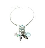 Mariana Necklace Pendant Fleur de lis in Turq & Chrysolite Swarovski Crystals Cindy Icons Coll. - Image 2