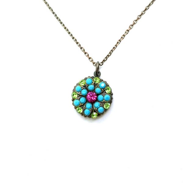 Mariana Necklace Pendant Exquisite Turquoise, Fuchsia & Peridot Austrian Crystals My Treasures Coll.