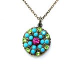 Mariana Necklace Pendant Exquisite Turquoise, Fuchsia & Peridot Austrian Crystals My Treasures Coll.