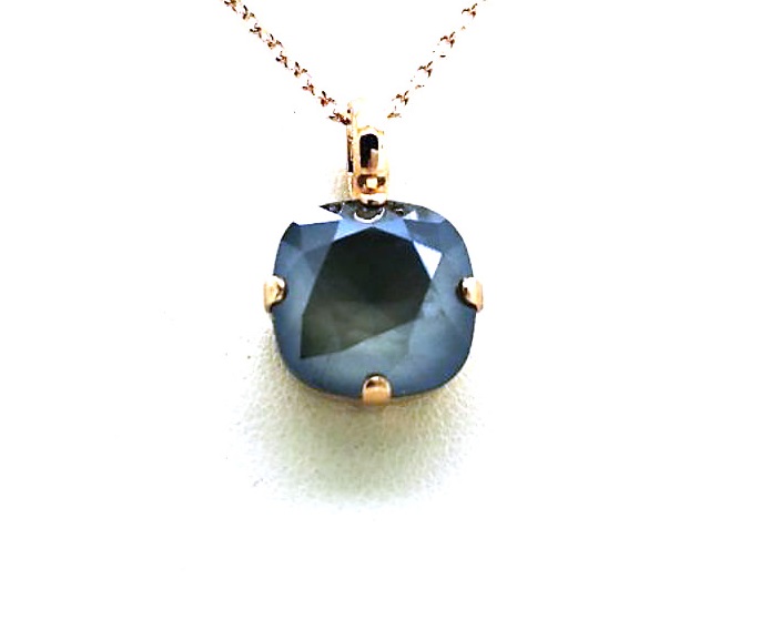 N-5326-4-254-RG (2) Mariana Necklace Pendant Simply Elegant Dark Grey Austrian Crystals My Treasures Coll. - Image 1