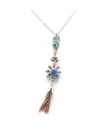 Mariana Necklace Pendant Floral Tassel Blues Swarovski Crystals Zambezi Africa Coll. - Image 2
