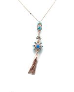 Mariana Necklace Pendant Floral Tassel Blues Swarovski Crystals Zambezi Africa Coll.