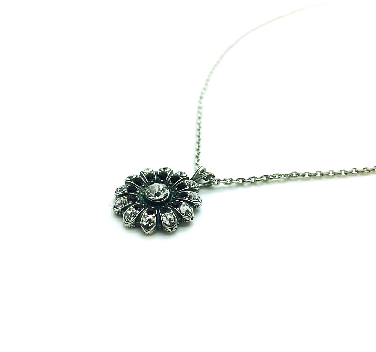 N-5423-4-001208-SP (6) Necklace Pendant By Mariana My Treasures Coll. Floral Clear & Siam Austrian Crystals - Image 1