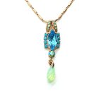 Mariana Necklace Pendant Blues & Greens Austrian Crystals Cindy Icons Coll.
