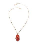 Mariana Necklace Pendant Hamsa Beaded Siam, Hyacinth & Coral Austrian Crystals Ambrosia Coll. - Image 3