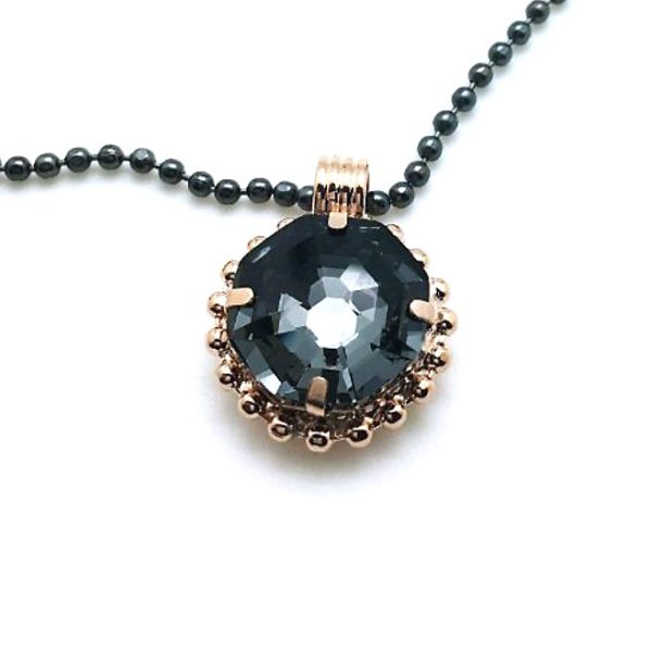 Mariana Necklace Pendant My Treasures Coll. Octagon Shaped Silver Night Austrian Crystals