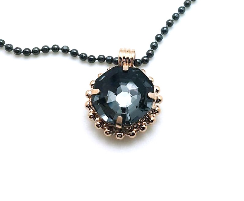 N-5678-3-245-RG (3) Mariana Necklace Pendant My Treasures Coll. Octagon Shaped Silver Night Austrian Crystals - Image 1