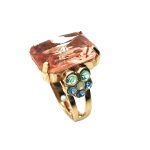 Ring By Mariana Songbook Coll. Charming Peach, Lt Sapphire & Chrysolite Austrian Crystals - Image 3