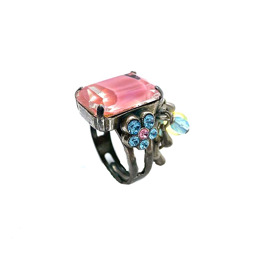 R-7004-219-SP (1) Mariana Ring Fashionable Alexandrite, Aquamarine & Chrysolite Swarovski Crystals My Treasures Coll. - Image 1