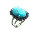 Mariana Ring Happiness Inspiration Coll. Exquisite Turquoise Mineral & Amethyst Austrian Crystals - Image 3