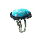 Mariana Ring Happiness Inspiration Coll. Exquisite Turquoise Mineral & Amethyst Austrian Crystals - Image 2