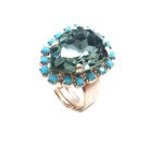 Mariana Ring Gorgeous Black Diamond & Caribbean Blue Opal Austrian Crystals Africa Coll. - Image 3