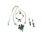 Mariana Jewelry Set Necklace, Bracelet & Earrings Shell, Turquoise & Austrian Crystals Africa Coll. - Image 3