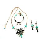 Mariana Jewelry Set Necklace, Bracelet & Earrings Shell, Turquoise & Austrian Crystals Africa Coll.