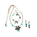 Mariana Jewelry Set Necklace, Bracelet & Earrings Shell, Turquoise & Austrian Crystals Africa Coll. - Image 2