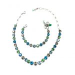 Jewelry Set By Mariana My Treasures Coll. Necklace & Bracelet Green, Black Diamond, Blue & Sapphire Austrian Crystals