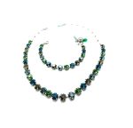 Jewelry Set By Mariana My Treasures Coll. Necklace & Bracelet Green, Black Diamond, Blue & Sapphire Austrian Crystals - Image 2