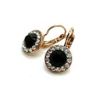 Earrings By Mariana Sweet Summer Coll. Elegant Jet Black & Clear Austrian Crystals - Rose Gold - Image 2