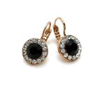 Earrings By Mariana Sweet Summer Coll. Elegant Jet Black & Clear Austrian Crystals - Rose Gold