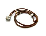 Mariana Bracelet Wrap Leather Clover Beaded AB, Clear & Pearl Swarovski Crystals My Treasures Coll. - Image 2