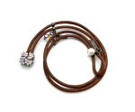Mariana Bracelet Wrap Leather Clover Beaded AB, Clear & Pearl Swarovski Crystals My Treasures Coll. - Image 3
