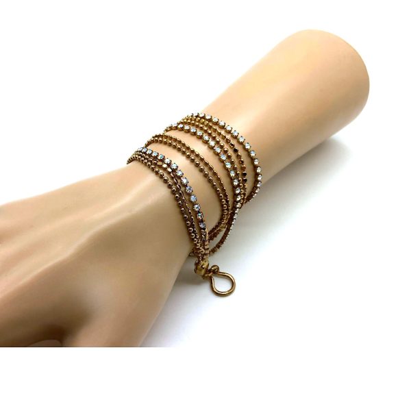 Mariana Bracelet Wrap Multi Tier Gold Plated & Moonlight Austrian Crystals My Treasures Coll.