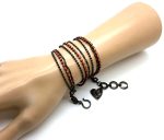 Mariana Bracelet Wrap Triple Tier Brown Gold Plated & Coral Swarovski Crystals St Barts Caribbean Life Coll.