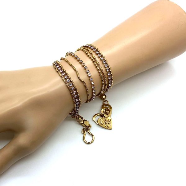 Mariana Bracelet Multi Tier Wrap Gold Plated & Violet Swarovski Crystals My Treasures Coll.
