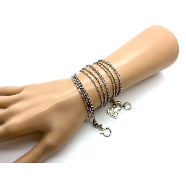 Mariana Bracelet Wrap Multi Tier Silver Plated & Violet Austrian Crystals My Treasures Coll.