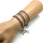 Mariana Bracelet Wrap Triple Tier Silver Plated & Fuchsia Swarovski Crystals My Treasures Coll.