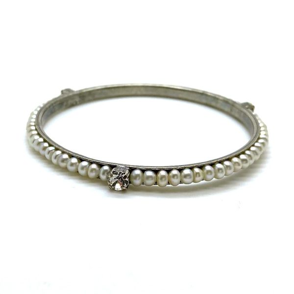 Mariana Bracelet Sleek Silver Plated Beaded Pearl Mineral & Clear Swarovski Crystals My Treasures Coll.