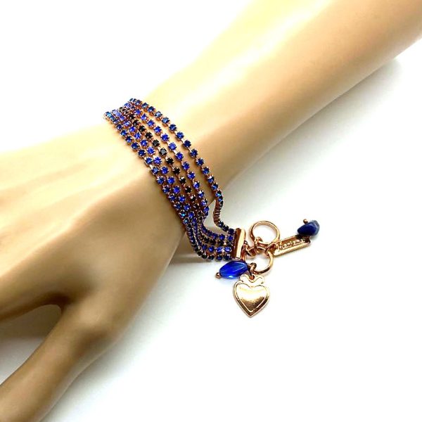 Mariana Bracelet Multi Strand Sapphire & Morion Swarovski Crystals My Treasures Coll.