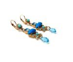 Mariana Earrings Bliss Nirvana Coll. Adorable Dangling Turquoise Mineral & Blues Austrian Crystals - Image 3