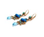 Mariana Earrings Bliss Nirvana Coll. Adorable Dangling Turquoise Mineral & Blues Austrian Crystals - Image 2